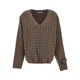 Prada P958L13IA 格纹羊毛针织衫