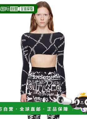 1h可退 香港直邮versace 范思哲 女士 黑色印花连体衣 E75HAM209E