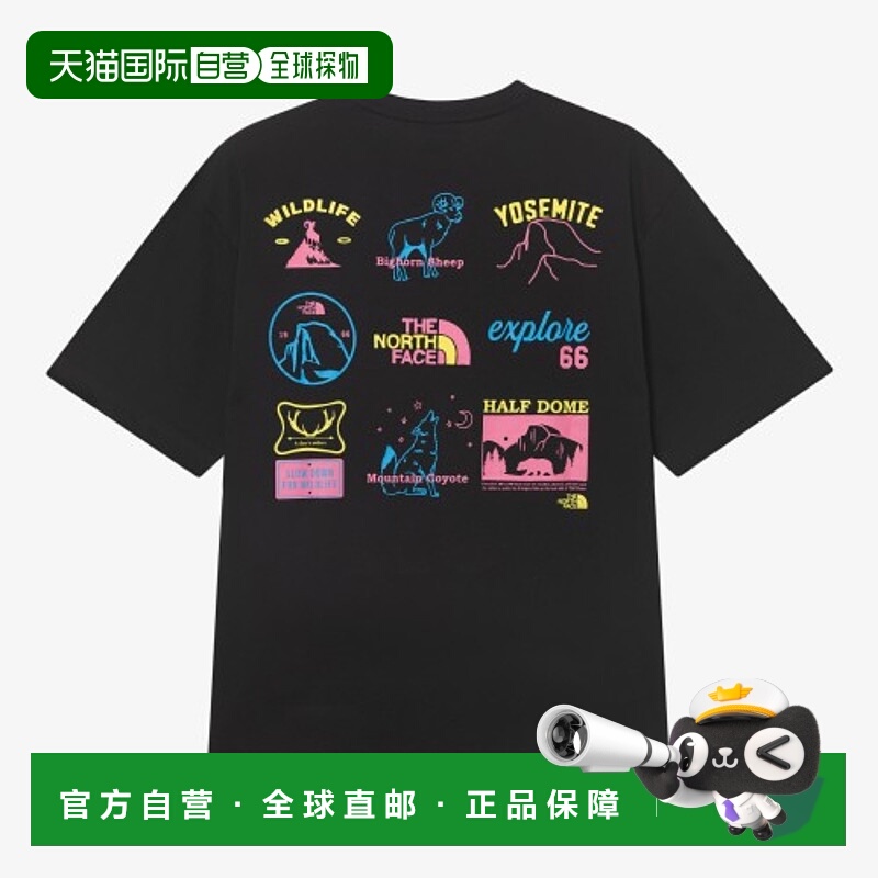 韩国直邮北面THE NORTH FACE 印花圆领套头短袖T恤 男款 黑色