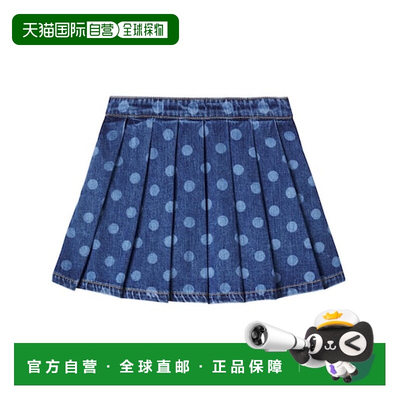 1h可退 香港直邮潮奢 Self-Portrait 女童 波尔卡圆点褶裥牛仔半