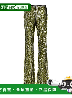 1h可退 香港直邮Coperni 女士 珠片喇叭长裤 green绿色 舒适时尚