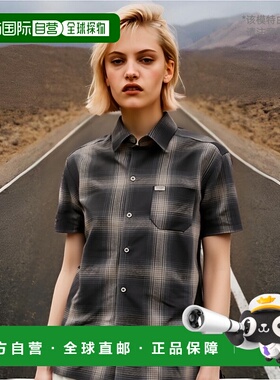 日本直邮CALTOP ART-2000 渐变色格纹短袖衬衫CHACOAL art2000s-b