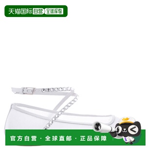 自营Amina Muaddi Ane Crystal Mesh Flats In White - mesh whit