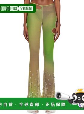 1h可退 香港直邮潮奢 Gcds 女士 绿色 Sita Drops 长裤 SS23W2604