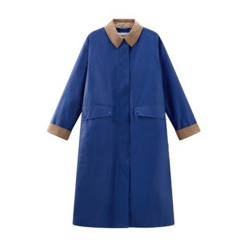 WOOLRICH 打蜡棉尼龙混纺尖领风衣