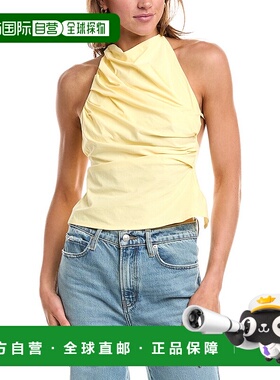 自营 avantlook前卫褶皱系带上衣-黄色 美国奥莱直发性感