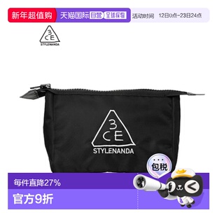 韩国直邮3CE 三熹玉 黑色LOGO化妆包新款