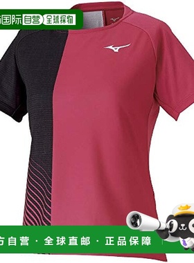 【日本直邮】Mizuno美津浓 女士网球衫 短袖 粉色x黑色 L