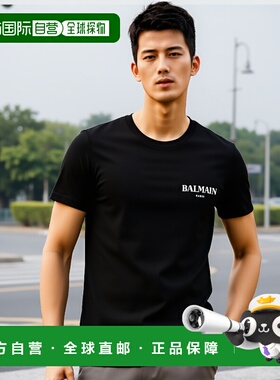 香港直邮BALMAIN 男士T恤 FH1EF000GD84EAC CO 黑色 男装圆领T恤