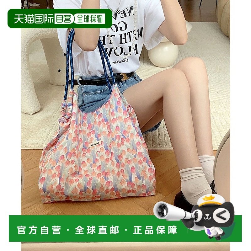 日本直邮florge 花卉丝带满版图案购物袋 环保袋 副包 [FL8218AW0