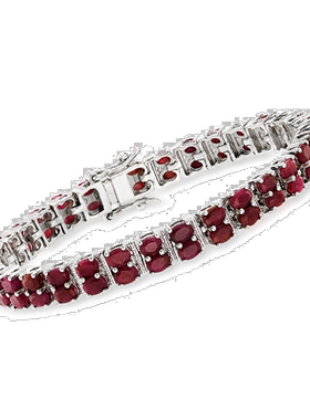 自营 925 纯银 Ross-Simons 红宝石双排手链 - 7 英寸 美国奥莱直