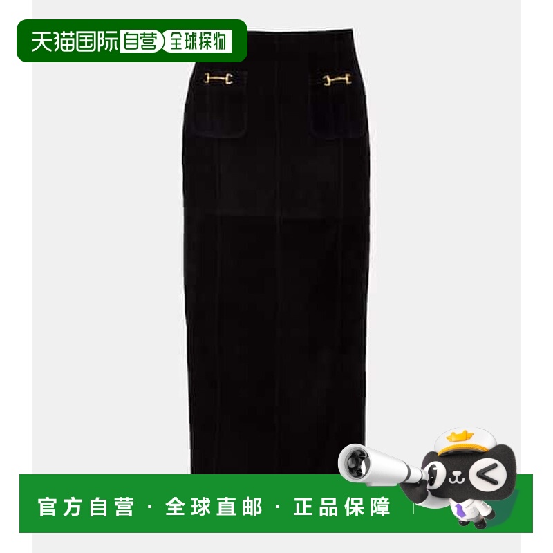 香港直邮RIXO 女士 Edwina 高腰绒面革中长半身裙