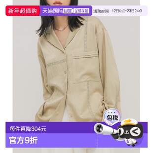 1h可退 日本直邮KBF 女装 宽松缎面衬衫 不对称蕾丝装饰 KB261302