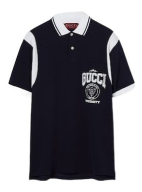 GUCCI 男士POLO衫 811426XJG2A4027 SS2025 黑色 短袖Polo衫