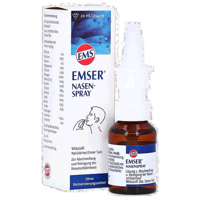 欧洲直邮德国药房Emser天然海盐鼻腔清洁保湿鼻喷 20ml 2岁-成人