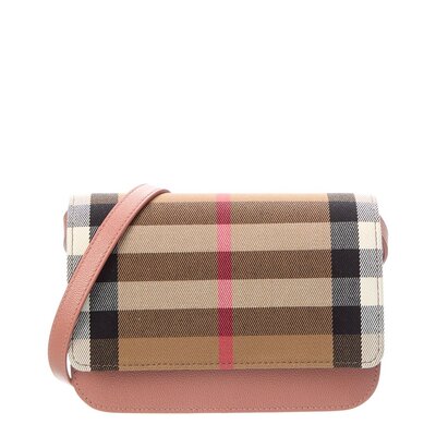 自营Burberry Madison Check Canvas & Leather Crossbody - pink