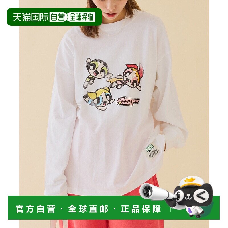 1h可退 日本直邮DISCUS 女装 联名Powerpuff Girls 宽松长袖T恤 T