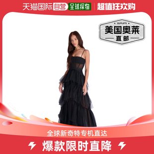 bcbgmaxazriaOly 直发 美国奥莱 女士荷叶边紧身晚礼服黑色