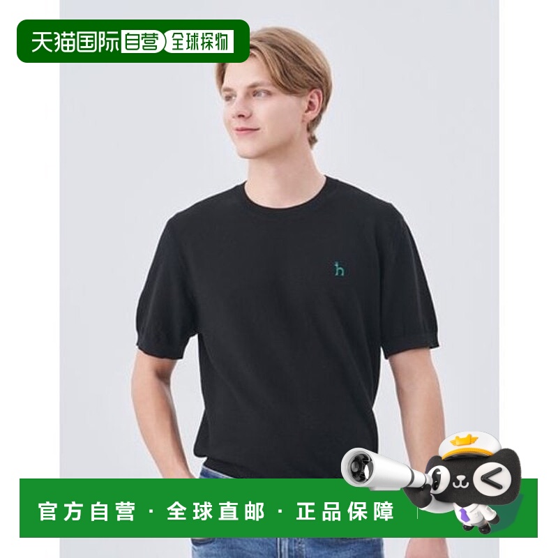 韩国直邮HAZZYS Hedges 男士 [清仓][Somore] 黑色棉混纺短袖圆领