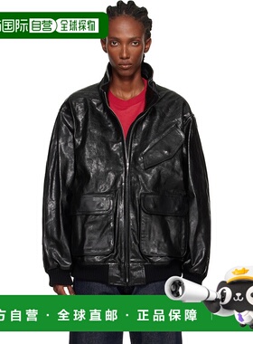 1h可退 香港直邮AURALEE 女士 黑色拉链皮革夹克 A25AB01WX针织