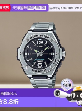香港直邮Casio卡西欧男士手表银色计时简约百搭MWA-100HD-1AV指针