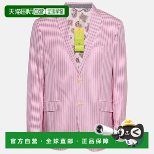 自营Etro Pink Striped Cotton Single Breasted Blazer - pink