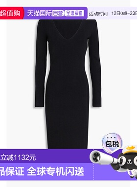 1h可退 香港直邮Simkhai 女士 罗纹针织中长连衣裙 JS1016KBLACK