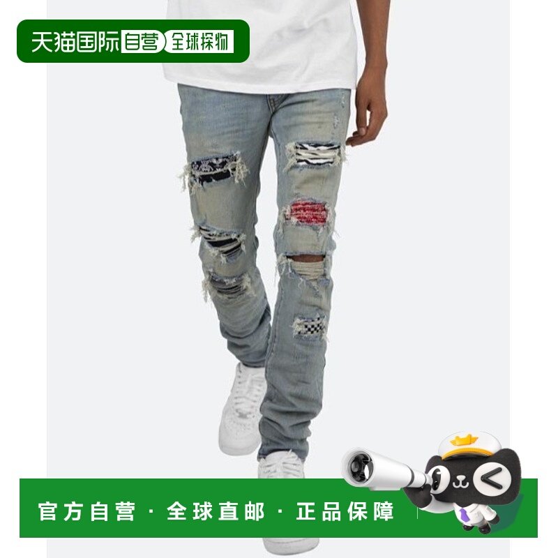 1h可退 日本直邮mnml 男女同款 修复设计修身牛仔裤 弹力舒适 784
