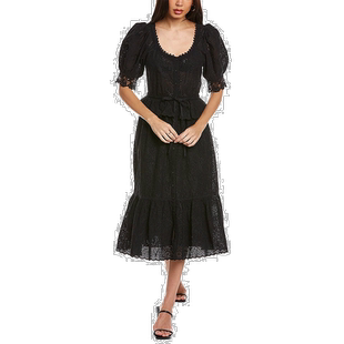 自营 Ulla Johnson 孔眼中长早秋新款连衣裙 黑色 美国奥莱直发