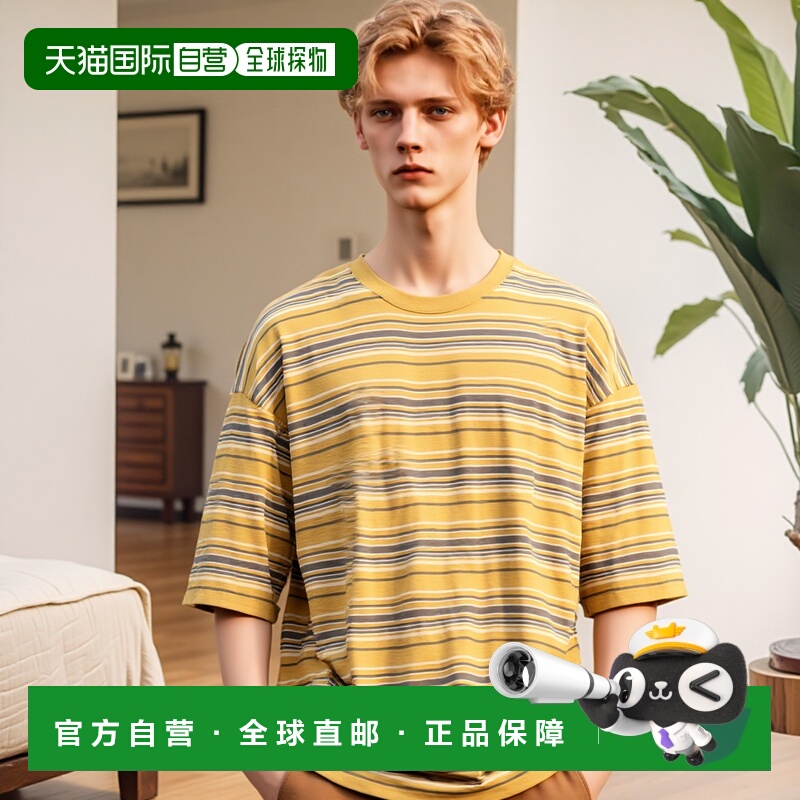 1h可退 日本直邮AMERICAN RAG CIE 男女同款 多彩细边条纹T恤 舒