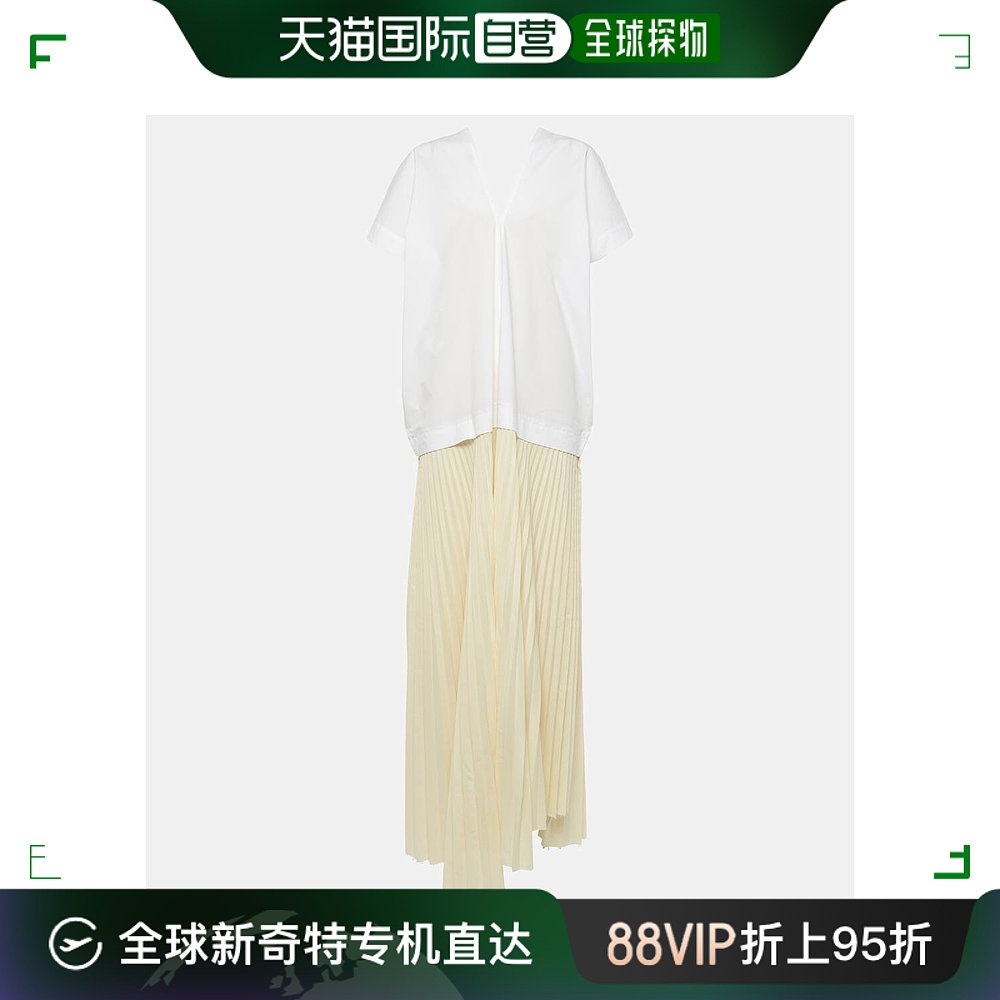 香港直邮潮奢 Plan C女士褶裥棉混纺长款连衣裙 003668