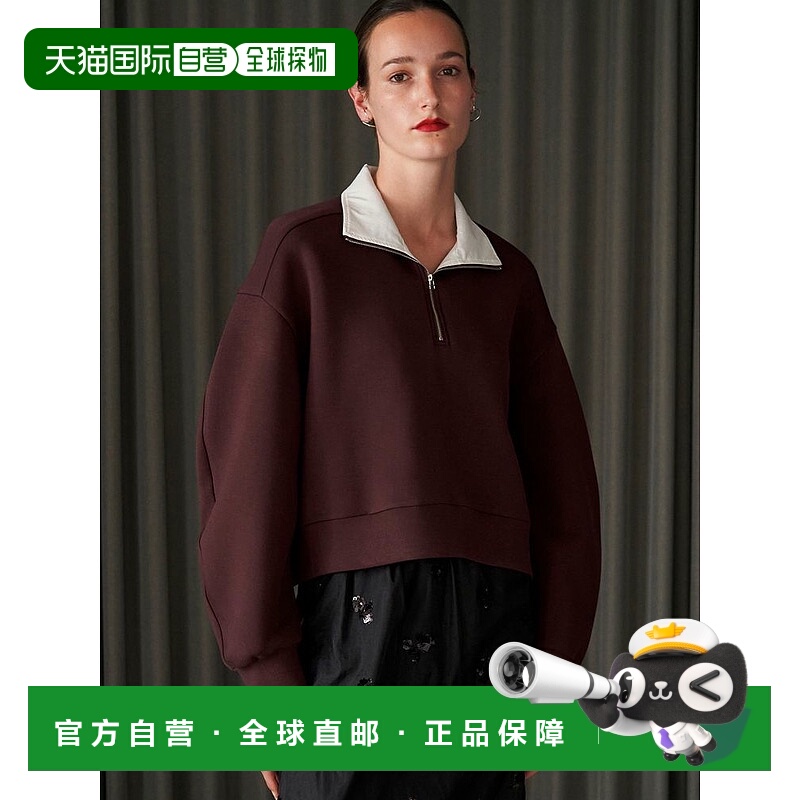 1h可退 日本直邮ELENDEEK 女装 半拉链 段状针织上衣 布料拼接领