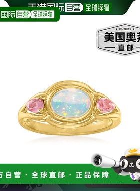 自营 Ross-Simons 埃塞俄比亚蛋白石和粉红色碧玺戒指 18kt 金镀