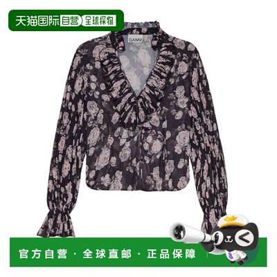 1h可退 香港直邮GANNI 甘尼 女士 花卉印花褶饰罩衫 F9555