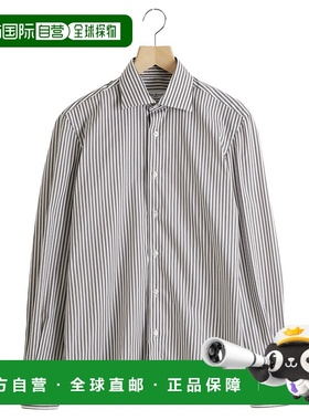 1h可退 日本直邮ERRICO FORMICOLA 男士修身条纹长袖衬衫 1033456