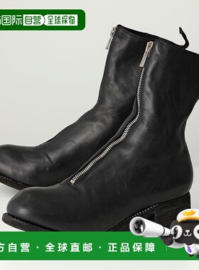 日本直邮GUIDI PL2 男士全粒面马皮前拉链靴带 Vibram 鞋底黑色