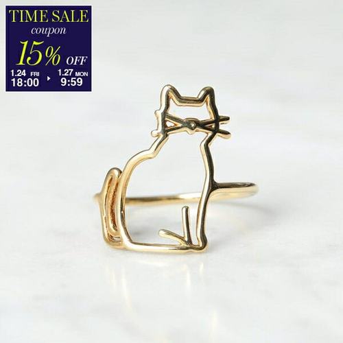 日本直邮ALIITA 戒指 MIAU RING 女士猫图案猫戒指 黄金-9KT