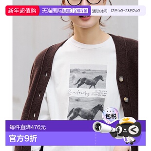 1h可退 日本直邮FRAMeWORK 女装 马图案全棉宽松长款T恤 半袖 260