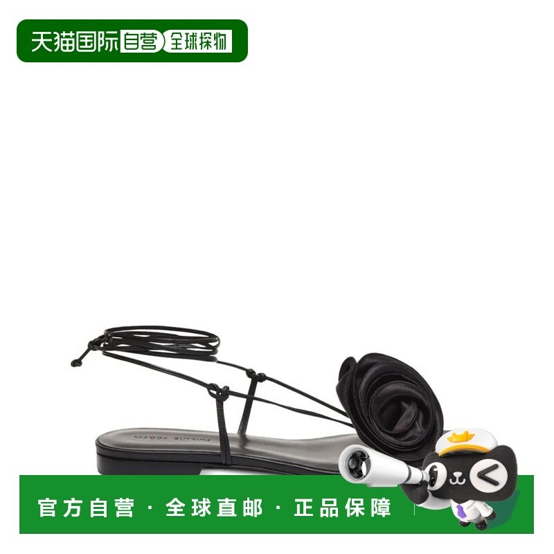 1h可退 香港直邮magda butrym 女士 缠裹平底花朵凉鞋 521523BLAC,女鞋,时装凉鞋,淘宝优惠券,粉丝福利购,淘宝优惠卷