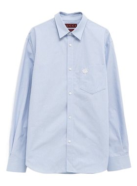 GUCCI 男士衬衫 814552Z7AHG4061 SS2025 蓝色 条纹衬衫