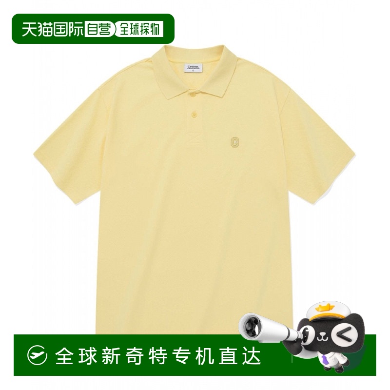 韩国直邮COVERNAT C 徽标酷炫皮克 T 恤黄色高档休闲时尚百搭舒适