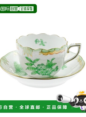 日本直邮Herend 赫伦德 VBOV 维多利亚花束 绿色 马克杯&碟子 711