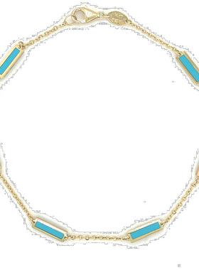 自营 sabrina14K 金 Station Bar 孔雀石手链 7 英寸 - 黄金 美国