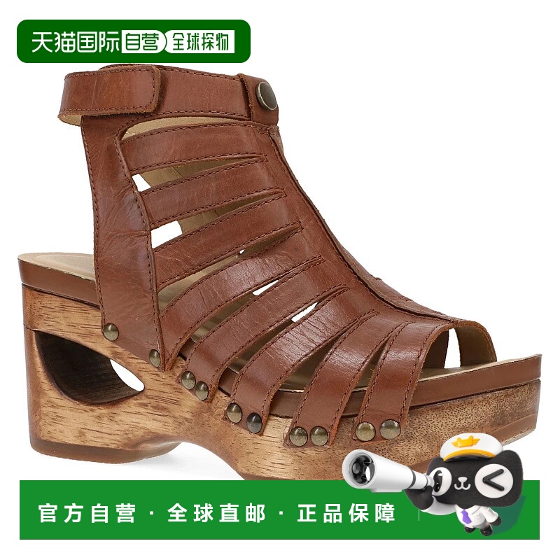 自营Dansko Adie Sandals Womens Tan Leather Open Toe Block He