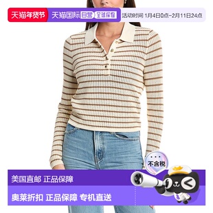 自营 rag & bone碎骨维奥拉条纹翻领毛衣-白色 美国奥莱直发