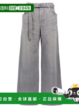 1h可退 香港直邮潮奢 Sacai 女士 宽松牛仔裤 SCW210 grey灰色 舒