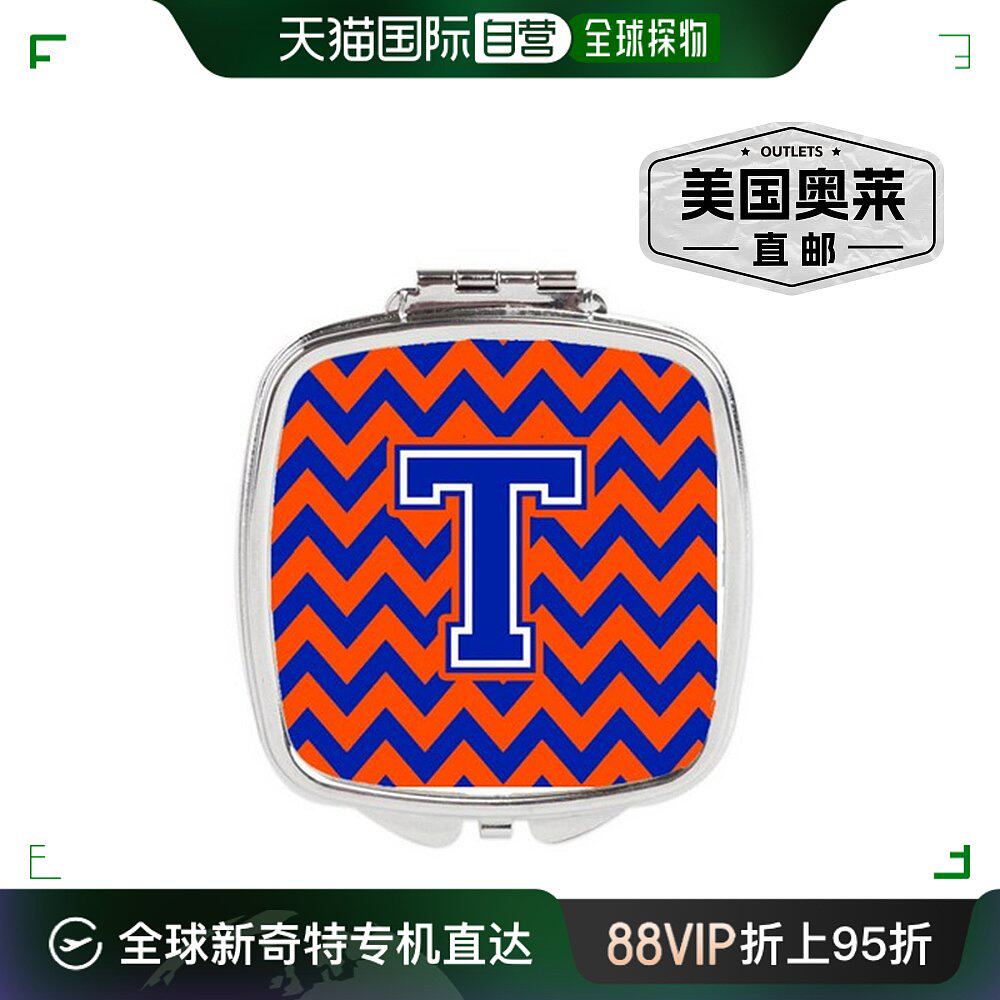 carolines treasures cj1044-tscm 字母 t 雪佛龙橙色和蓝色紧凑&