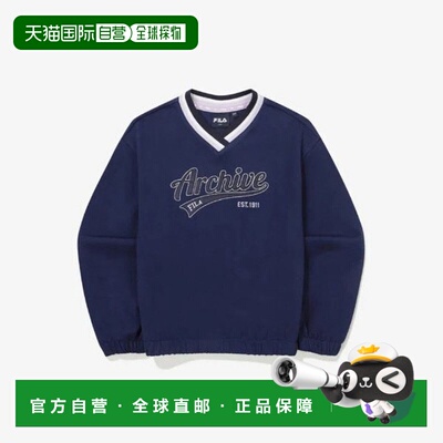 韩国直邮FILA Wheela 儿童长袖 T 恤 KQC FK2POG3402F-NAY 校队标