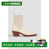 蔻依 女士 Nellie 香港直邮Chloe 罗纹针织皮质牛仔靴子 CHC23S70