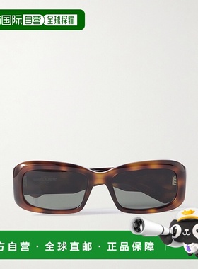 香港直邮Saint Laurent 圣罗兰 女士 矩形框龟甲色醋纤太阳眼镜 S